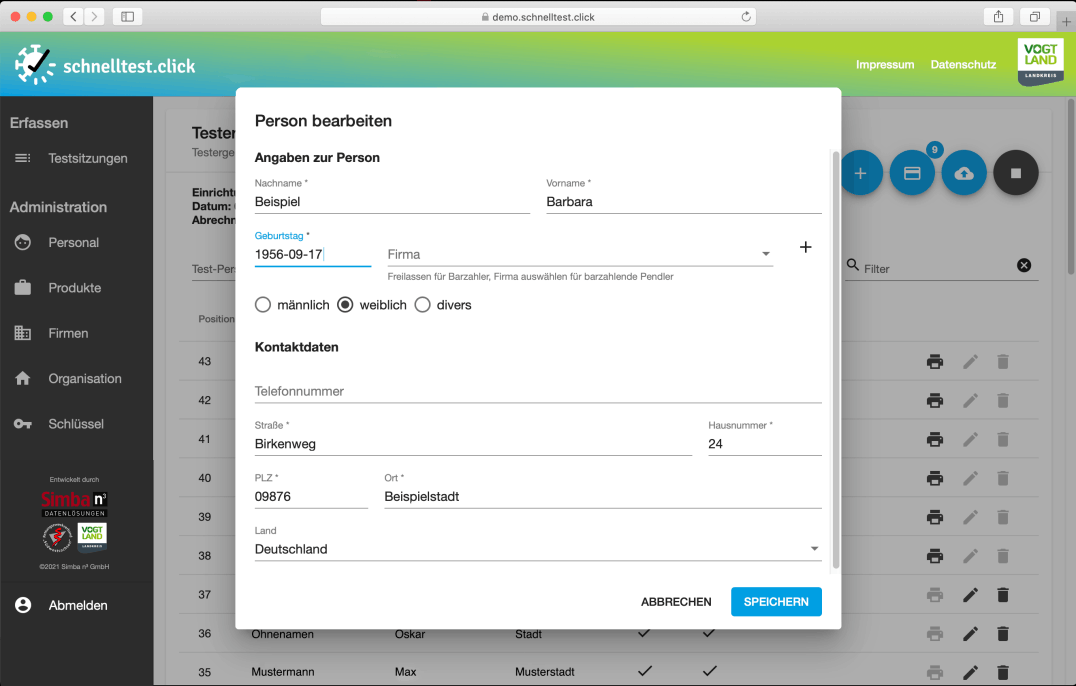 Anwendung schnelltest.click Bild 02