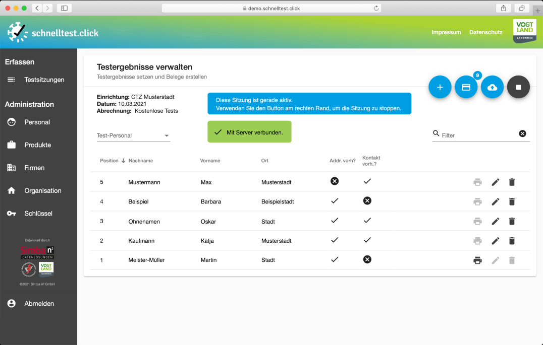 Anwendung schnelltest.click Bild 03
